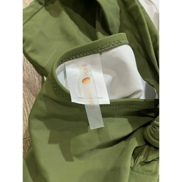 Shade and Shore Plunge Tie Front Wrap One Piece Swimsuit Palm Green Small 1222 - Picture 5 of 7